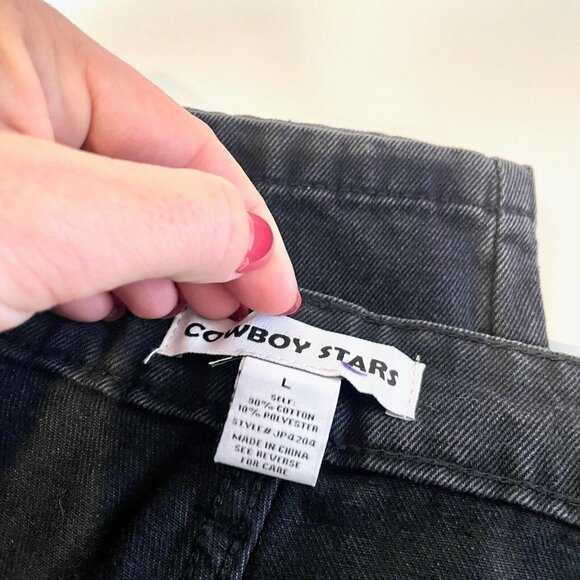 Cowboy Stars Straight Leg Jeans Womens Size L Black High Rise Button Fly Denim - Picture 6 of 10
